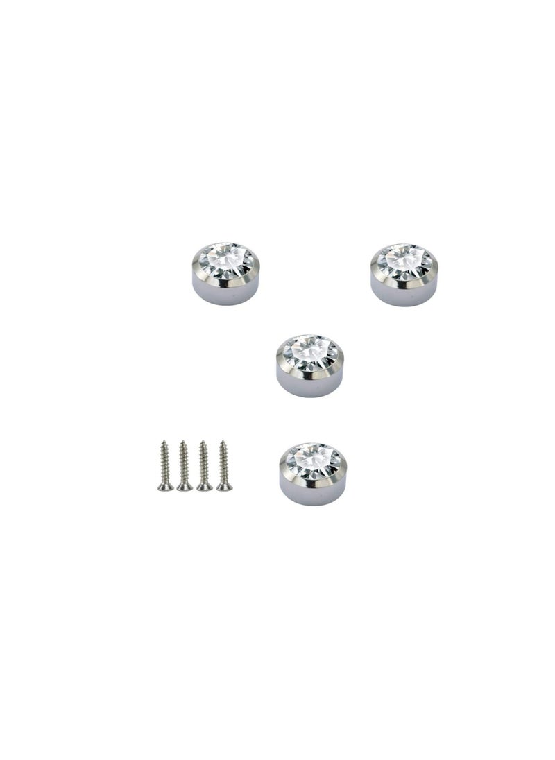 Generic - Chrome Plated Mirror Button, Round Crystal Mirror Cap Etc. 4 Pcs (25mm) - Image 1