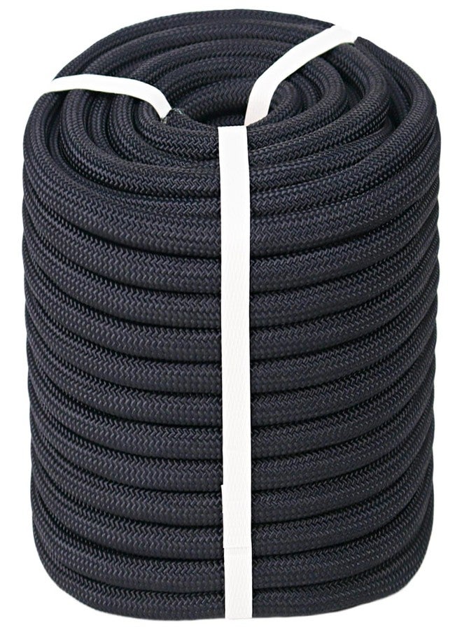 CRAYZA Double Braided Polyester Rope (1/2 in x 100 ft) Strong Arborist Rigging Rope 48 Strands for Climbing Tree Work Swing Pulling Sailing, Black - Image 1