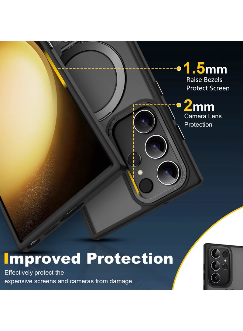 SYOSI for Samsung Galaxy S24 Ultra 5G Case with Kickstand, Magnetic Wireless Charging, Compatible with MagSafe, Military Drop Protection Translucent Matte S24 Ultra Phone Case for Men and Women - Image 3