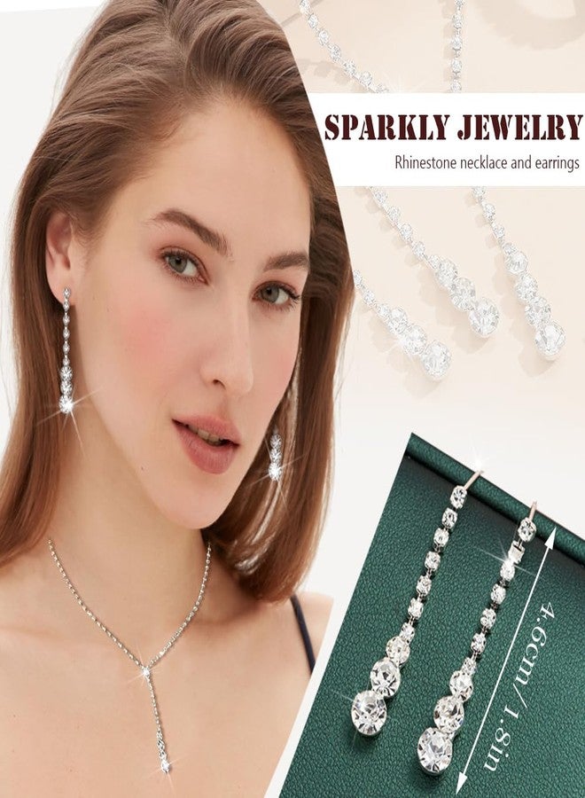 EIELO Purse Rhinestone Bridal Jewelry Sets for Women Clutch Purse Necklace Teardrop Earrings Bracelet Jewelry Sets for Wedding Bridal Bridesmaid Gifts Evening Party Prom Jewelry Set - Image 4