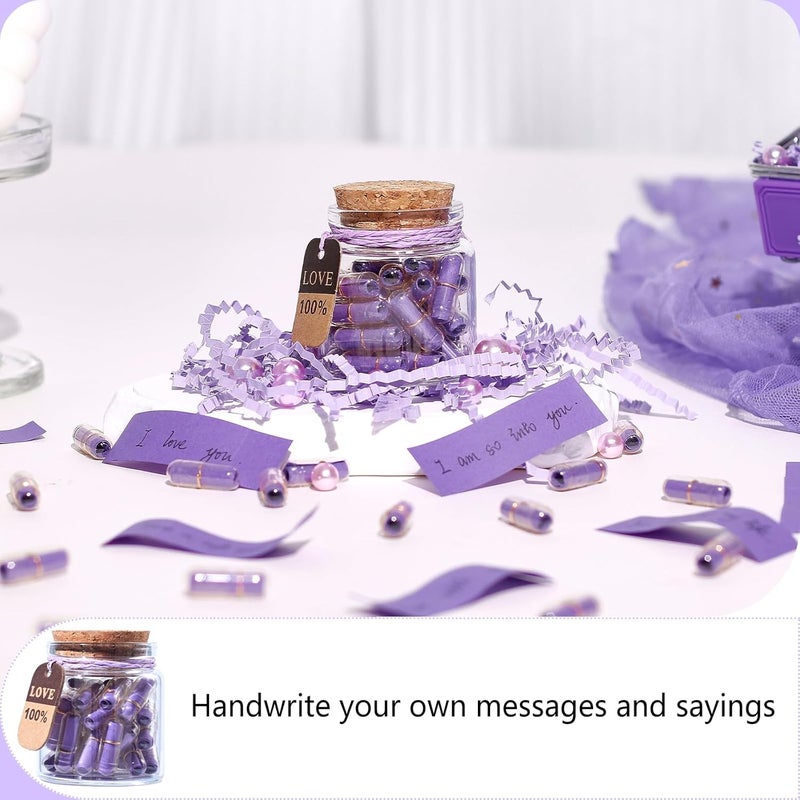 Tintnut Valentines Day Love Capsule Letters Romantic Dark Purple Paper Love Message Pills in Glass Bottles Cute Secret Love Letters with Gold Metal Rings Birthday Gift for Boyfriend/girlfriend - Image 5