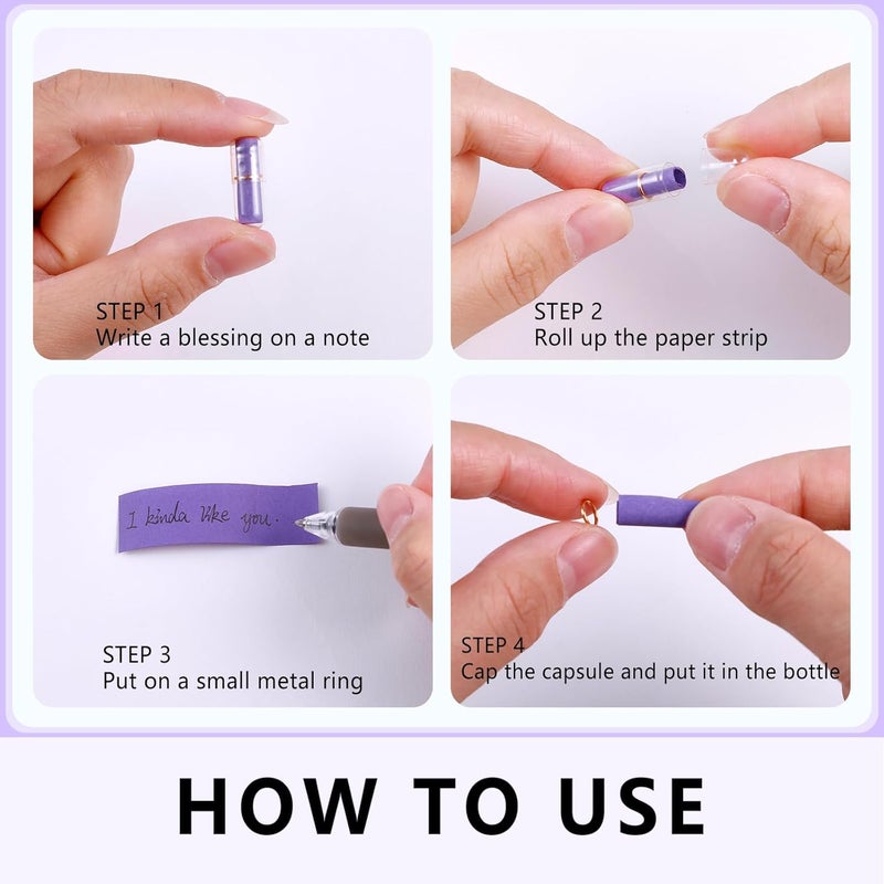 Tintnut Valentines Day Love Capsule Letters Romantic Dark Purple Paper Love Message Pills in Glass Bottles Cute Secret Love Letters with Gold Metal Rings Birthday Gift for Boyfriend/girlfriend - Image 3