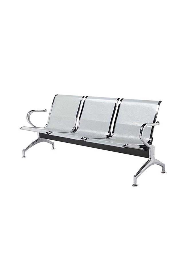 KARNAK 3 Seater Frame Airport Visitor Chair Office Hospital School With Metal Steel And Armrest Sit And Back Silver  - Image 1