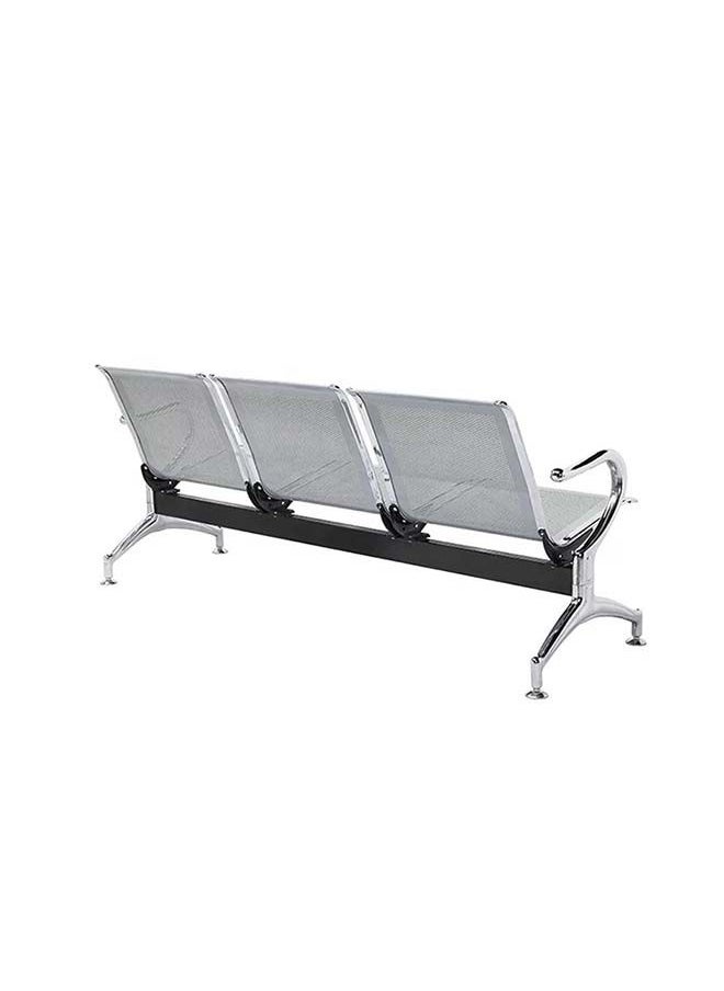 KARNAK 3 Seater Frame Airport Visitor Chair Office Hospital School With Metal Steel And Armrest Sit And Back Silver  - Image 3