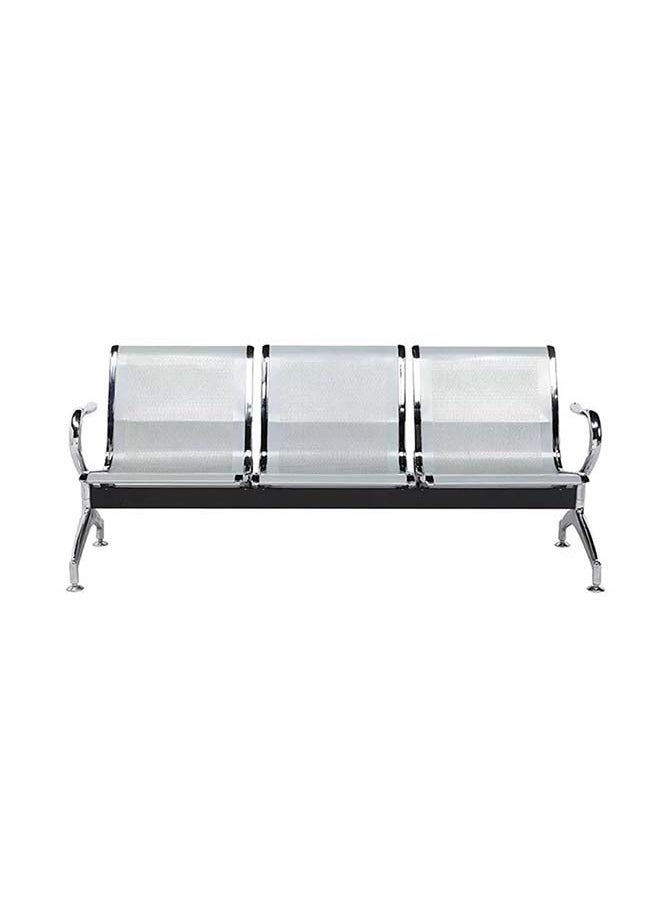 KARNAK 3 Seater Frame Airport Visitor Chair Office Hospital School With Metal Steel And Armrest Sit And Back Silver  - Image 2