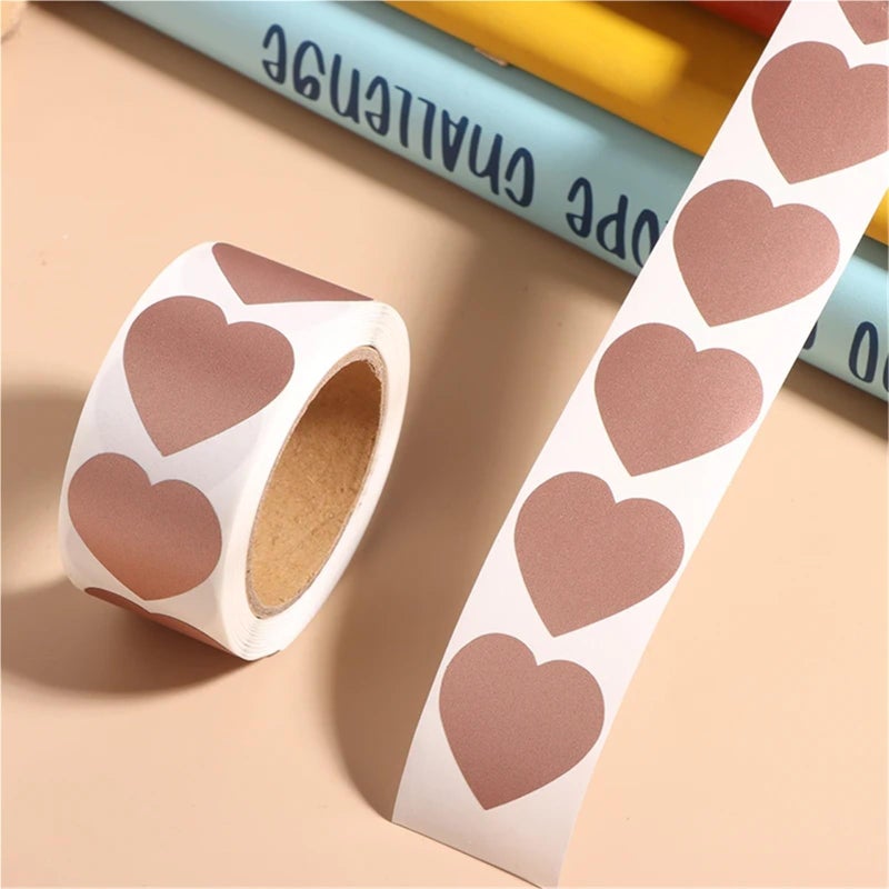 Rose Gold Heart Shape Scratch Off Stickers 10 Roll Secret Code Cover Self Adhesive Labels Activity Cards - Image 3