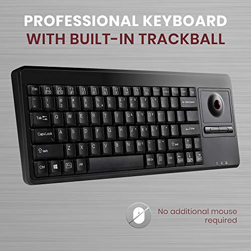 Perixx PERIBOARD-514H Plus Wired Keyboard with Trackball - 14.57x5.39x1.02 Inch - USB Port with 2 Hubs, US English Layout, Black - Image 2