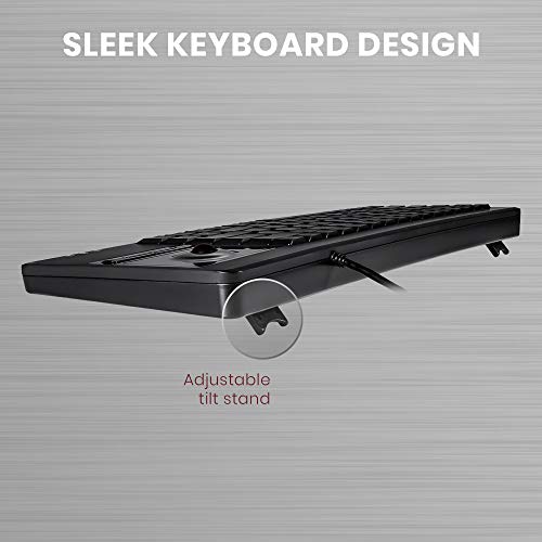 Perixx PERIBOARD-514H Plus Wired Keyboard with Trackball - 14.57x5.39x1.02 Inch - USB Port with 2 Hubs, US English Layout, Black - Image 5