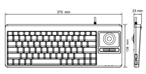 Perixx PERIBOARD-514H Plus Wired Keyboard with Trackball - 14.57x5.39x1.02 Inch - USB Port with 2 Hubs, US English Layout, Black - Image 3