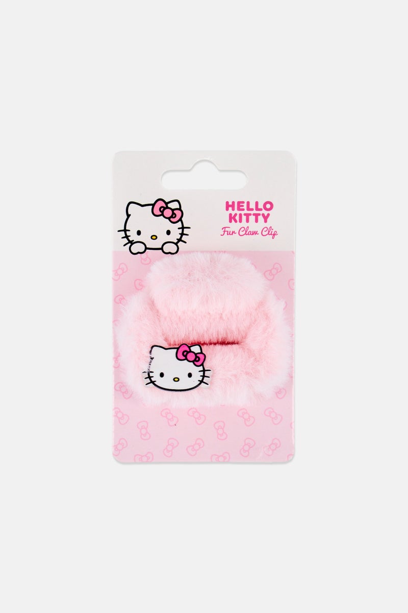 Hello Kitty Kids Girl Fur Hair Claw Clip, Pink - Image 1