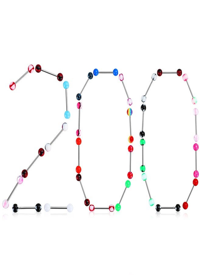 Jadive 200 Pieces Tongue Rings for Women 14G 16 mm Nipple Rings Straight Barbells Stainless Steel Body Piercing Jewelry Candy Assorted Colors Acrylic - Image 5