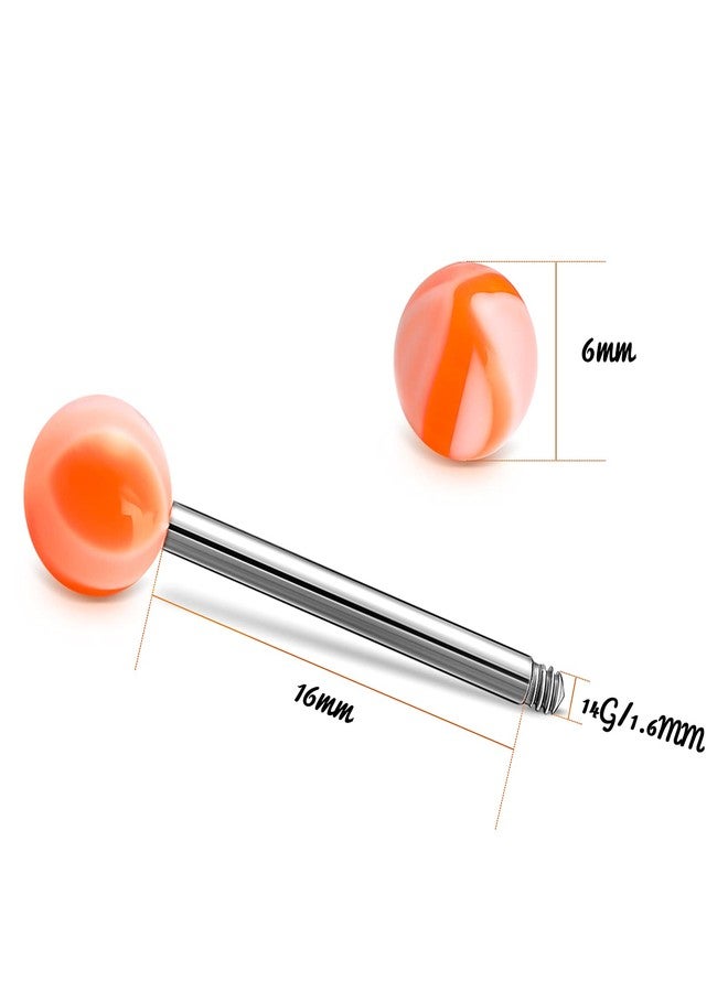 Jadive 200 Pieces Tongue Rings for Women 14G 16 mm Nipple Rings Straight Barbells Stainless Steel Body Piercing Jewelry Candy Assorted Colors Acrylic - Image 2