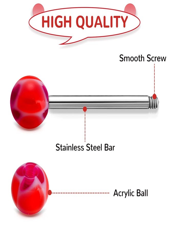 Jadive 200 Pieces Tongue Rings for Women 14G 16 mm Nipple Rings Straight Barbells Stainless Steel Body Piercing Jewelry Candy Assorted Colors Acrylic - Image 3