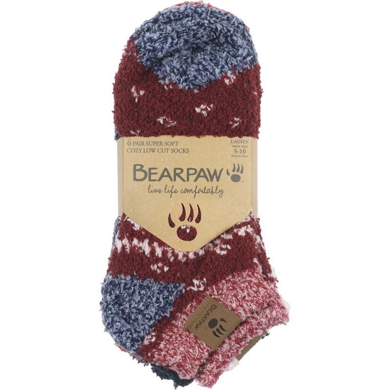BEARPAW Ladies 6 Pair Pack Cozy Super Soft Warm Lounge Socks Multi Color Patterned Ankle and Low Cut Packs, Rio Red - Image 4