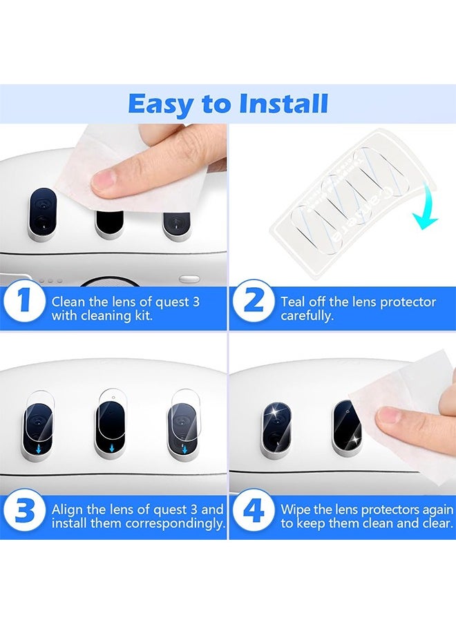 Generic - 【6 Pcs】 Compatible with Meta Quest 3 Camera Lens Protector, 9H Anti-Scratch Tempered Glass High Definition VR Accessories for Oculus Quest 3, HD Clear,Bubble Free,Scratch-Proof,Case Friendly, Clear - Image 1