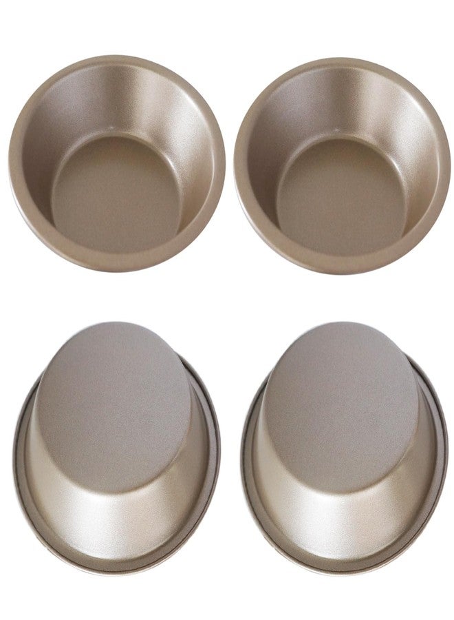 Proshopping 5 Inch Round Pie Tart Small Tin, Mini Pie Pans Cute, Reusable Nonstick Metal Pie Pan Plate Set for Oven, Tiny Pie Tin for Pot Pies, Bread, Cakes, Quiches - 4PCS, Gold - Image 1