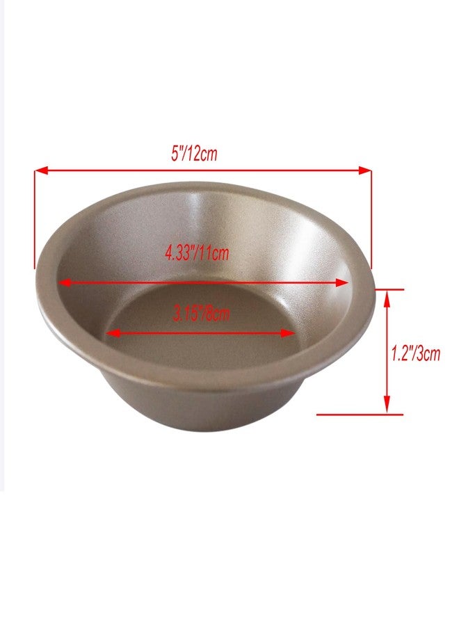 Proshopping 5 Inch Round Pie Tart Small Tin, Mini Pie Pans Cute, Reusable Nonstick Metal Pie Pan Plate Set for Oven, Tiny Pie Tin for Pot Pies, Bread, Cakes, Quiches - 4PCS, Gold - Image 2