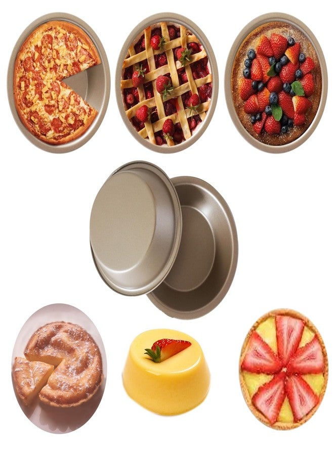 Proshopping 5 Inch Round Pie Tart Small Tin, Mini Pie Pans Cute, Reusable Nonstick Metal Pie Pan Plate Set for Oven, Tiny Pie Tin for Pot Pies, Bread, Cakes, Quiches - 4PCS, Gold - Image 3