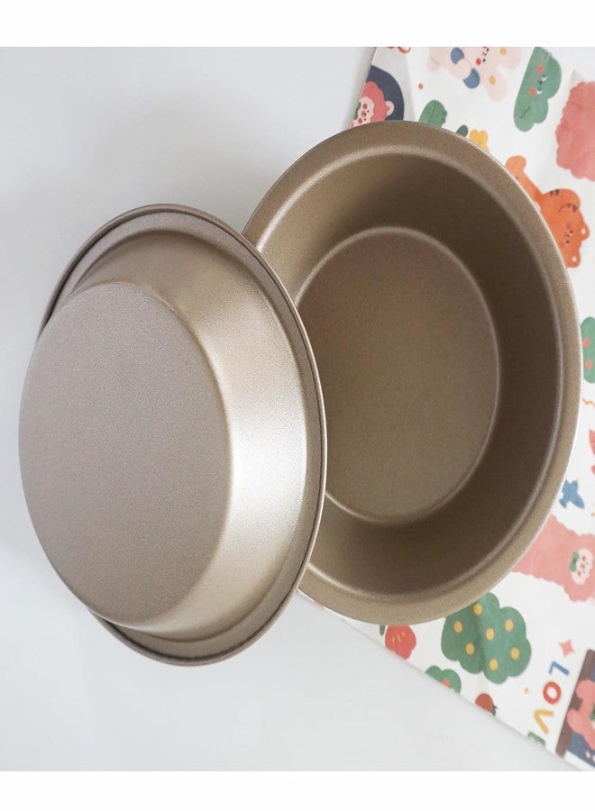 Proshopping 5 Inch Round Pie Tart Small Tin, Mini Pie Pans Cute, Reusable Nonstick Metal Pie Pan Plate Set for Oven, Tiny Pie Tin for Pot Pies, Bread, Cakes, Quiches - 4PCS, Gold - Image 5