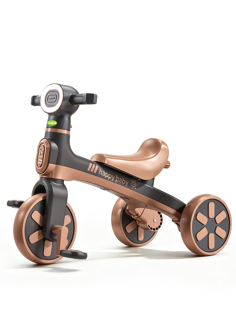 BAYBEE Baby Tricycle for Kids  Balance bike with Dual mode trikes with music  3- Eva wheel Bicycle for Indoor Outdoor use Baby Cycle for Children 1-5 Years Boys & Girls (Brown) - Image 1