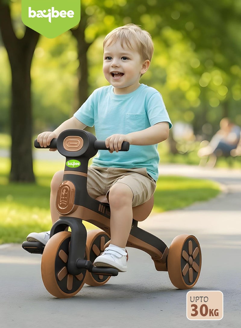 BAYBEE Baby Tricycle for Kids  Balance bike with Dual mode trikes with music  3- Eva wheel Bicycle for Indoor Outdoor use Baby Cycle for Children 1-5 Years Boys & Girls (Brown) - Image 3