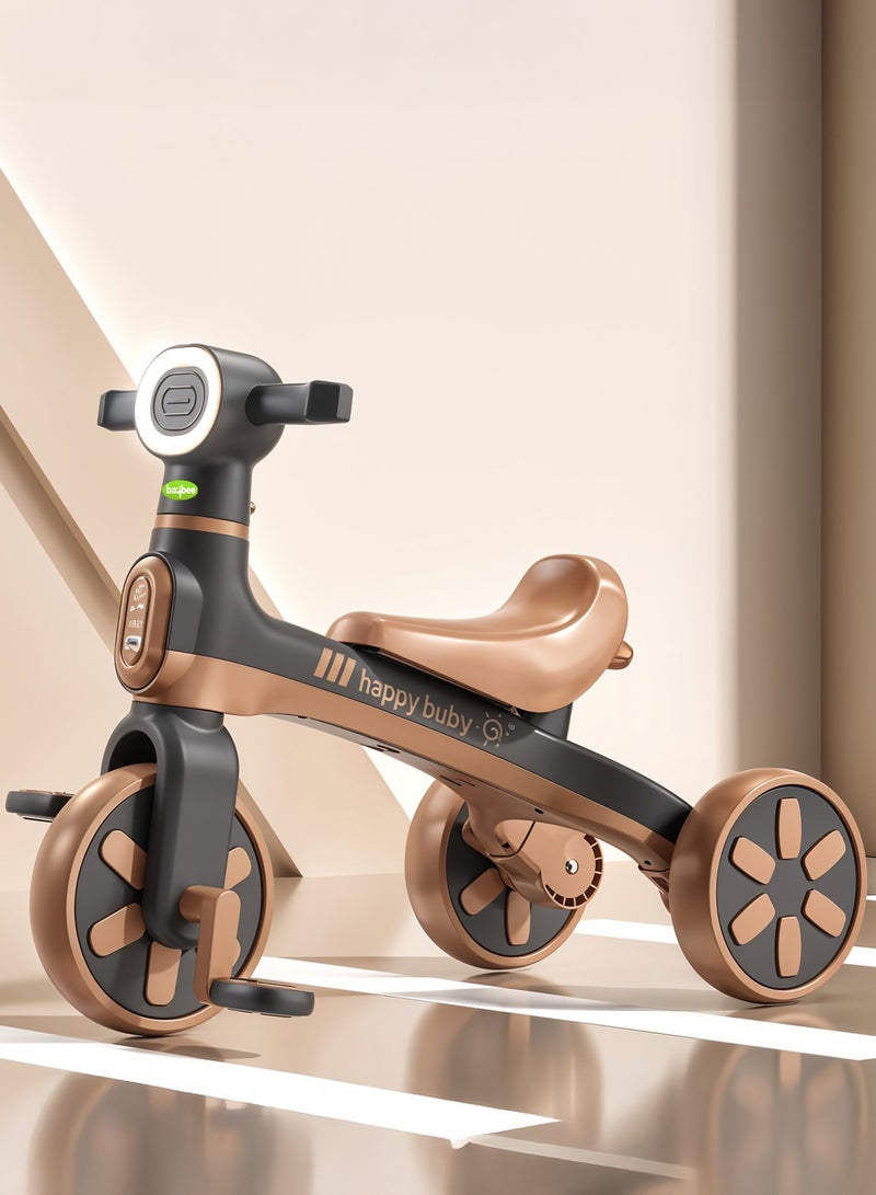 BAYBEE Baby Tricycle for Kids  Balance bike with Dual mode trikes with music  3- Eva wheel Bicycle for Indoor Outdoor use Baby Cycle for Children 1-5 Years Boys & Girls (Brown) - Image 2