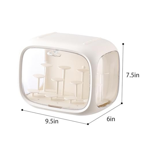 WMM Display case for Figures with Light Adjustable Display Stand Clear Acrylic Display Box with Door Dust and Moisture Proof Suitable for Lego Collectibles Action Figures Pop Mart (Cream) - Image 4