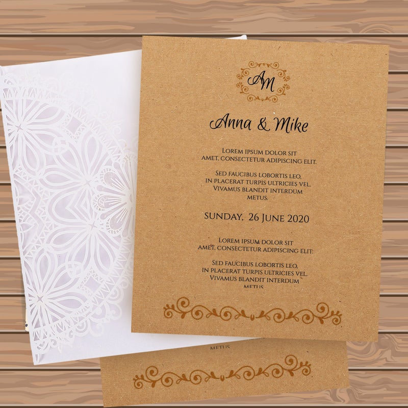 20pcs European Style Wedding Invitation Cards Hollow Paper Art Greeting Cards - Image 3