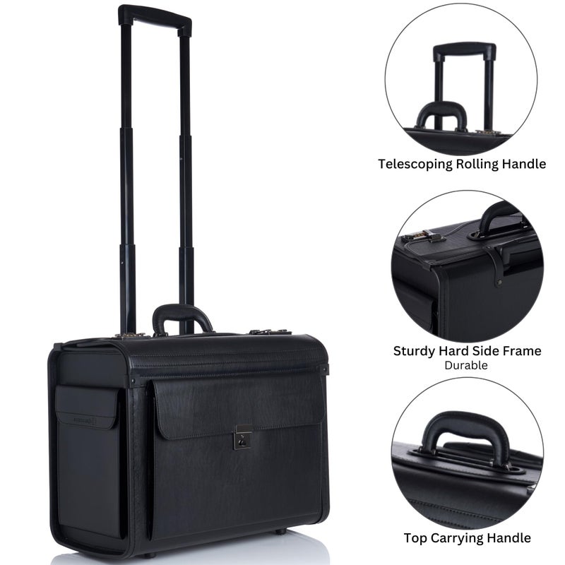 Alpine Swiss Rolling 17" Laptop Briefcase on Wheels Attache Lawyers Case Legal Size - Image 3