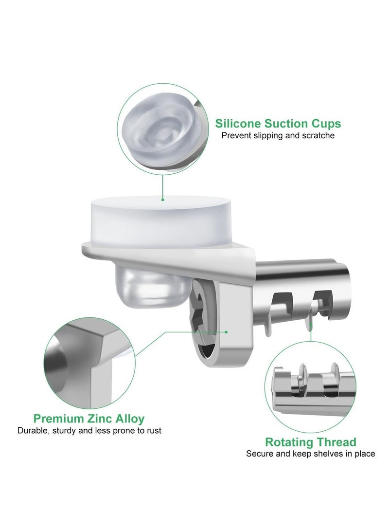 30 Pack Shelf Pegs Pins with Silicone Suction Cups 1/5 Inch 5mm Metal Pins Premium Zinc Alloy Material Unique Design Easy to Install  for Adjustable Wood and Glass Shelving Hold Nickel - Image 3