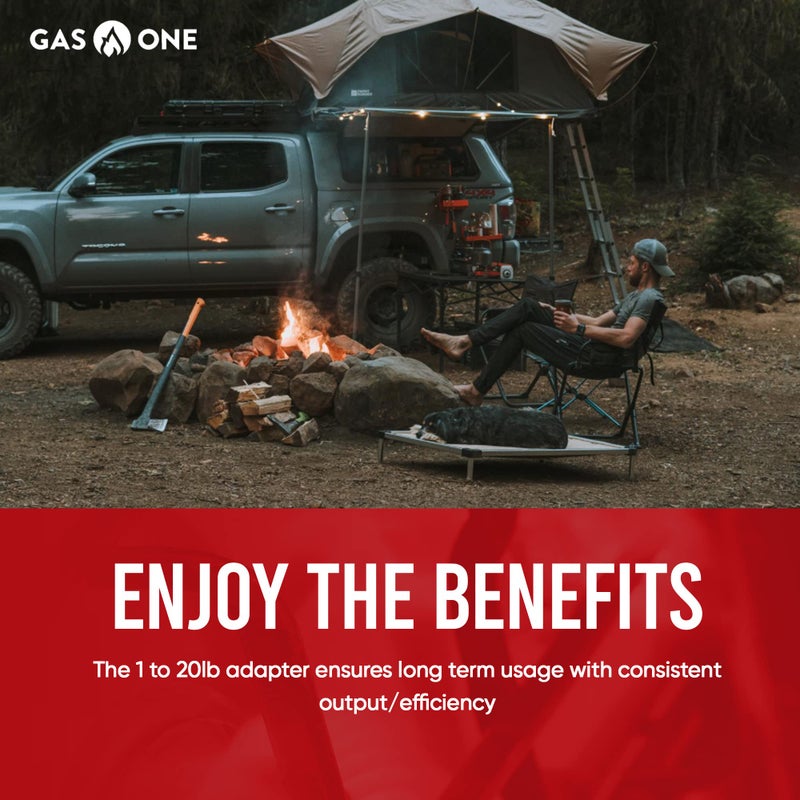 GasOne Gas One 4 ft Propane Hose 1lb to 20lb Adapter Hose - 16.4 oz to 20 lb Propane Tank QCC1/ Type 1 - Allows 5+lb Propane Tanks, Black - Image 3