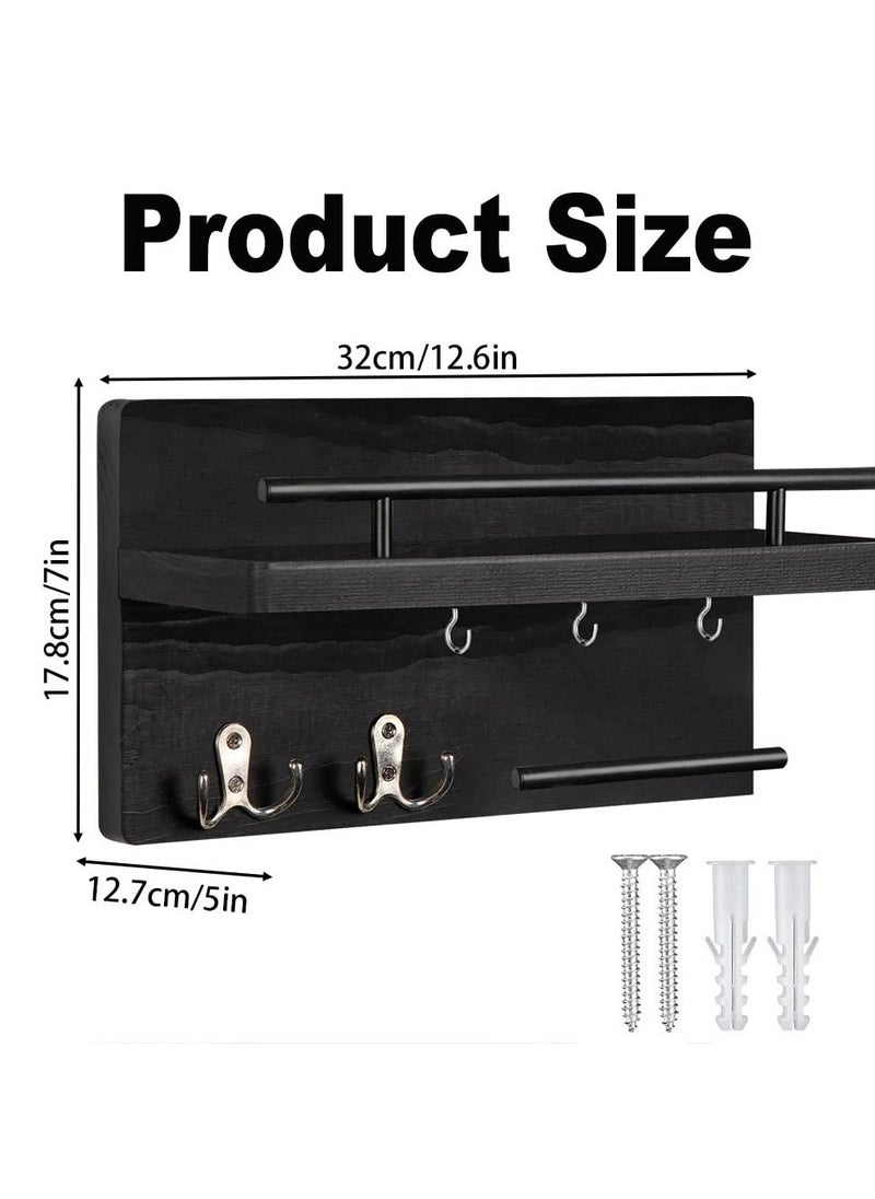 KYD - Key Holder for Wall , Wood Mail Holder Wall Mount with 5 Key Hooks and Mail Organizer, Key Holder for Wall Decorative for Decor, Bags, Accessories - Image 1