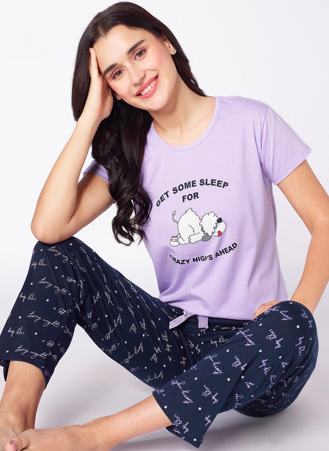 beebelle Typography Printed Cotton Night Suit - Image 1