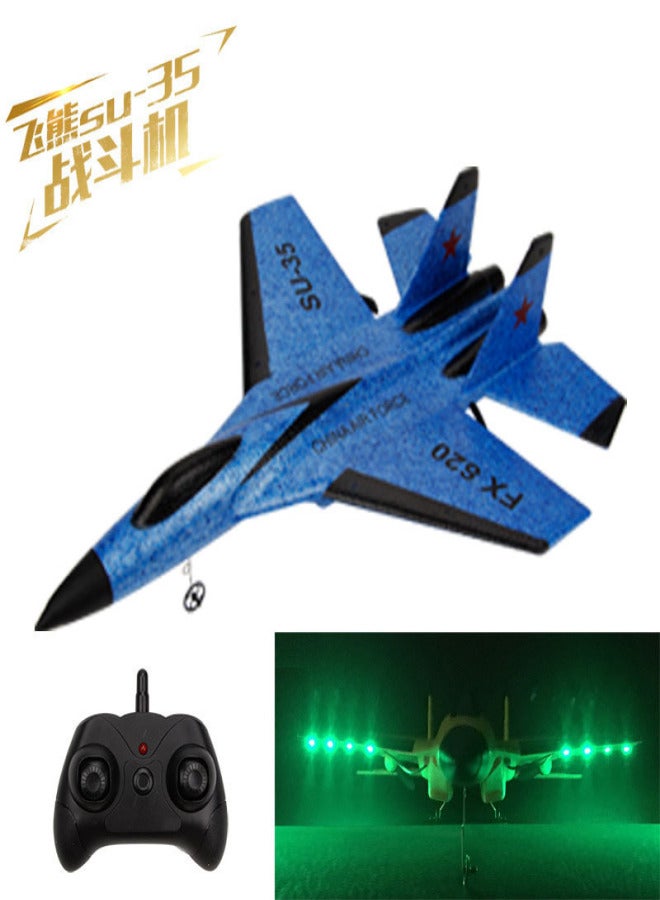 Su SU35 remote control aircraft flying bear FX620 glider fighter aircraft model fixed wing outdoor children's toys blue (with light strip) - Image 1