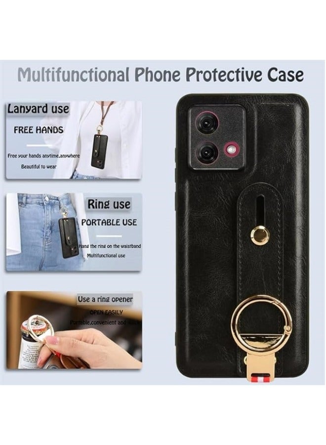 general Compatible with Motorola Moto G84 5G Case with Ring Holder & Hand Straps & Neck Straps, Scratch-Resistant Skin-Friendly Leather Protective Cover Case - Image 2