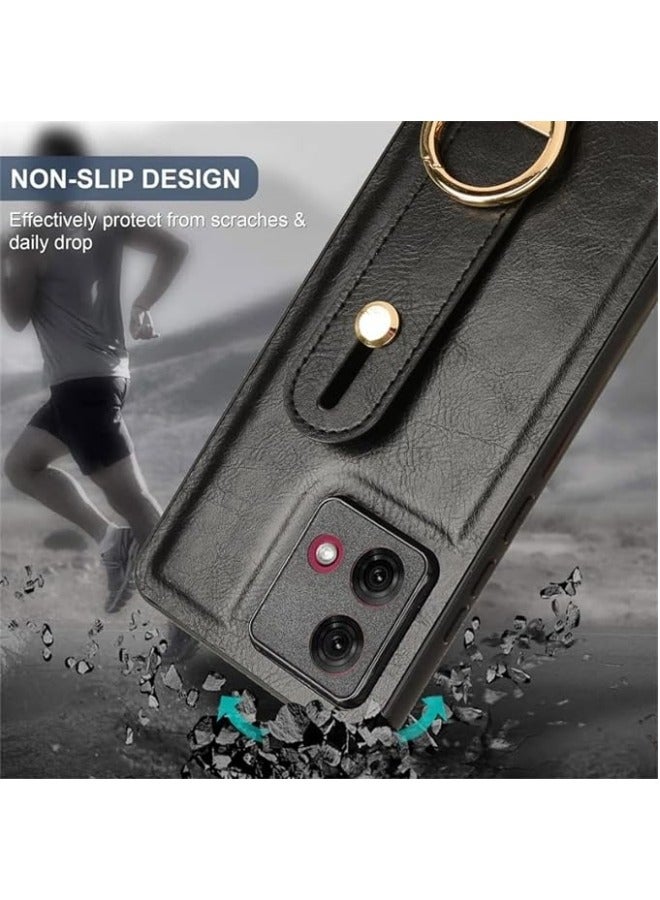 general Compatible with Motorola Moto G84 5G Case with Ring Holder & Hand Straps & Neck Straps, Scratch-Resistant Skin-Friendly Leather Protective Cover Case - Image 4
