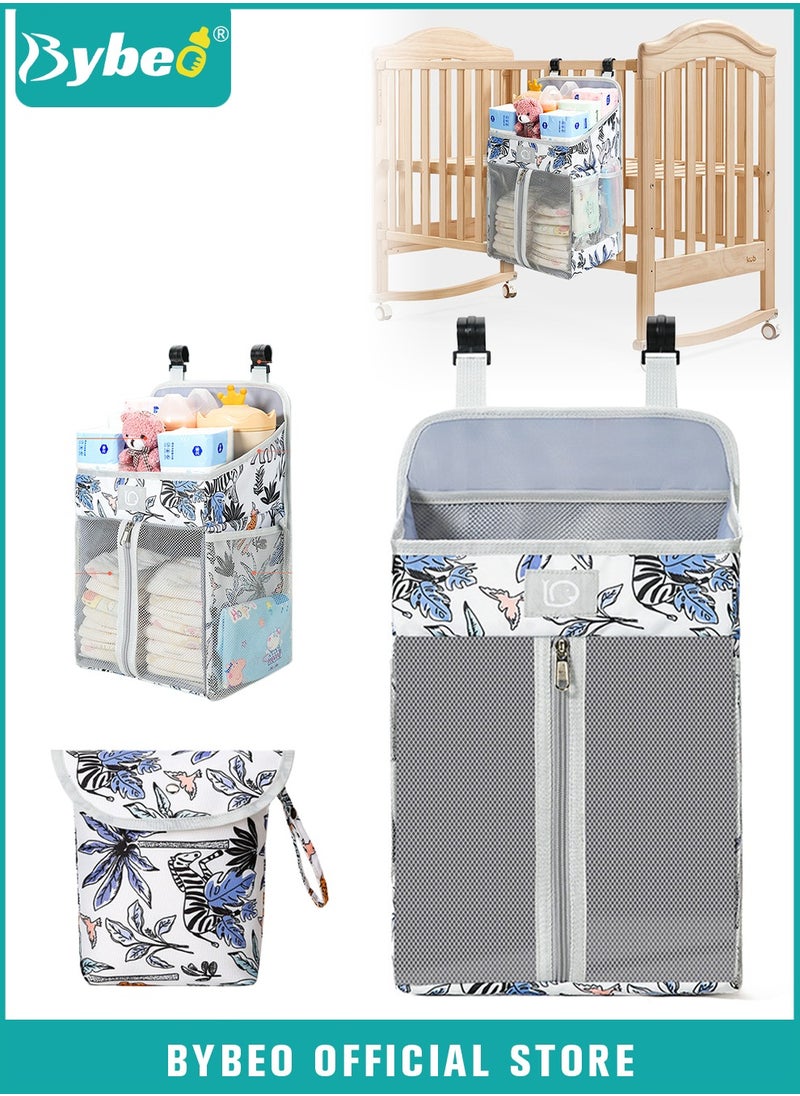 Bybeo 2 PCS Hanging Baby Diaper Caddy Organizer with A Diaper Storage Bag, Diaper Stacker, Hanging Diaper Organizer for Changing Table and Crib, Diaper Changing Station Organizer Storage for Baby Stuff  - Image 1