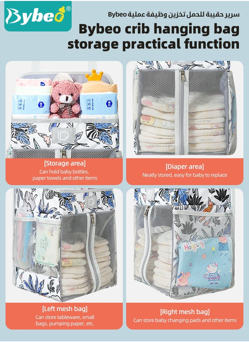 Bybeo 2 PCS Hanging Baby Diaper Caddy Organizer with A Diaper Storage Bag, Diaper Stacker, Hanging Diaper Organizer for Changing Table and Crib, Diaper Changing Station Organizer Storage for Baby Stuff  - Image 5