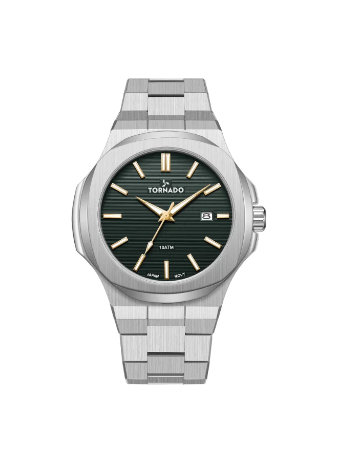 تورنيدو Men's Analog Display Watch With Silver Stainless Steel Strap - T21001-SBSHG