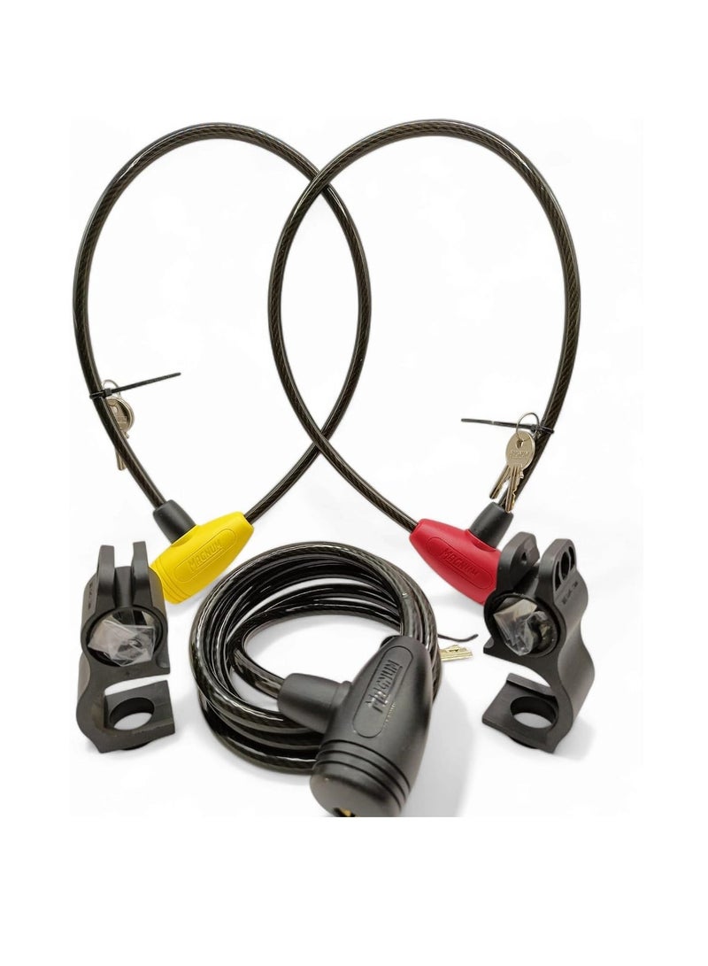 ماغنوم قفل الدراجات طقم اقفال 3 قطع للدراجات مناسب لجميع افراد الاسرة يحتوي علي 6 مفاتيح المتاح الواحد يفتح الكل الطقم يحتوي علي عدد 2 كابل صلب مغلف بغطاء بلاستيك - Image 1