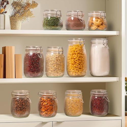Ash  Roh Ash & Roh Airtight Transparent storage jar with Rubber Seal lid and Clip Lock - Perfect for Kitchen Canning, Fermenting, and Storing Dry Food, Spices, Tea, Snacks, Sugar, and More (pack of 3, 1000 ml) - Image 5