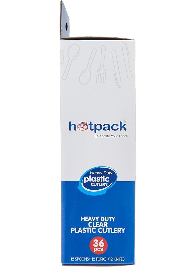 Hotpack أدوات المائدة البلاستيكية الثقيلة والقابلة للتصرف من هوتباك 12 ملعقة + 12 شوكة + 12 سكين 36 قطعة 1 مجموعة  - Image 4