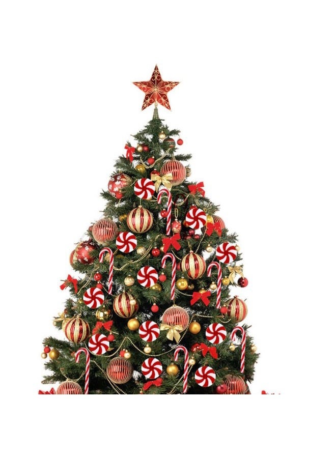 BPNHNA 30 Pieces Candy Cane Christmas Tree Decorations Candy Peppermint Hanging Ornaments for Xmas Craft Party Holiday Decorative Supplies, Include 109 Yards Crafts Metallic Cord - Image 3