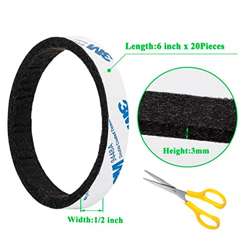 PremiFix Felt Strips 20Pieces Pack 1/2x 6 Inches Self Adhesive Black Furniture Felt Strips Anti Scratch Heavy Duty 3mm Floor Protector for Rocking Chair for Hardwood Floor - Image 5