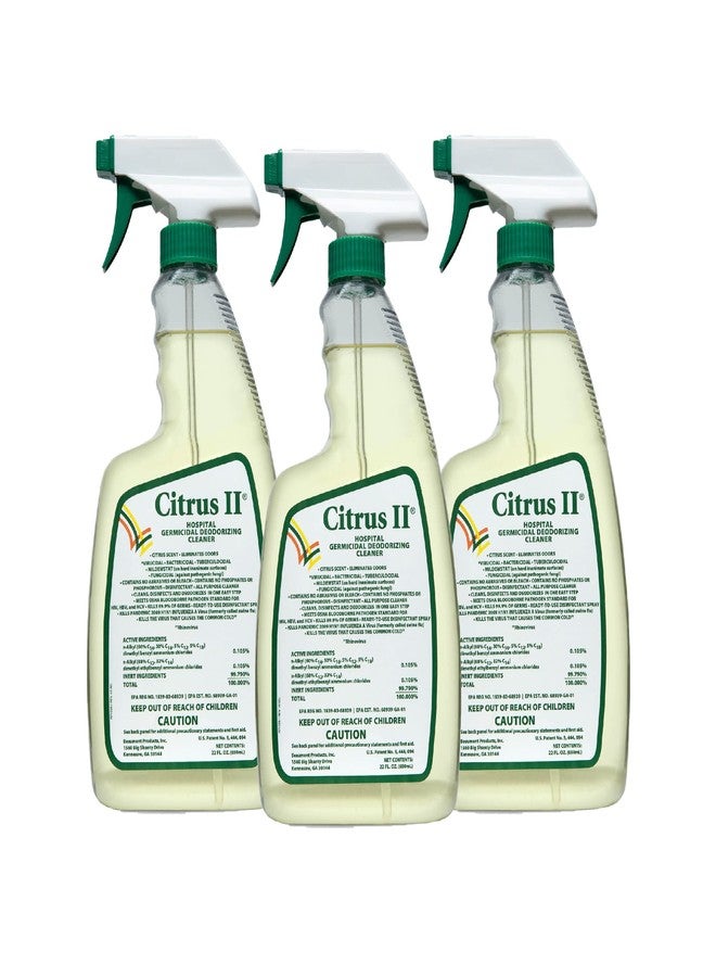 Citrus II منظف ومطهر ومعطر للمستشفيات من سيتروس 2 - برائحة الحمضيات المنعشة - بخاخ مطهر - 22 أونصة سائلة - عبوة من 3 قطع - Image 1