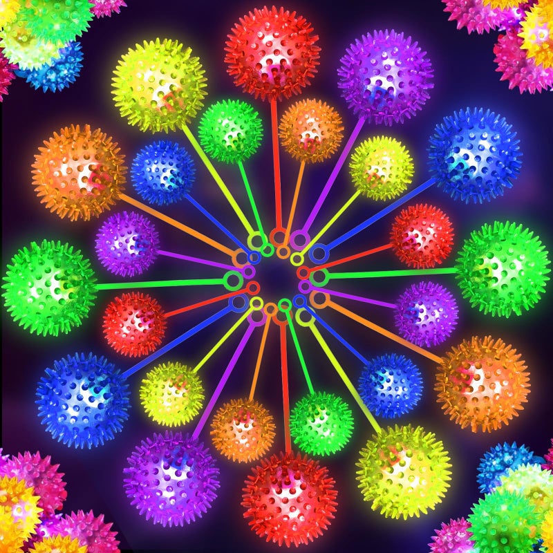SHQDD 12 PCS Light up Ball, Bouncy Balls for Kids, Balls for Toddlers 1-3, 2.2inch Sensory Stress Ball, Flashing Squeaky for Easter Party Favors, Classroom Prizes, Prizes for Kids, Student Gifts - Image 1