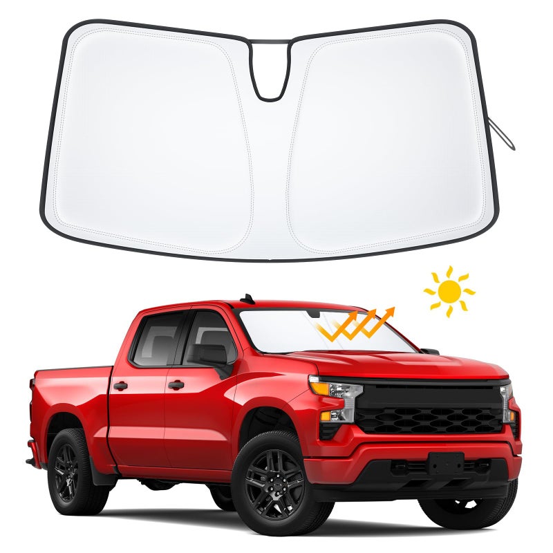 Foldable Front Window Windshield Sunshade Compatible with 20192022 Chevy SilveradoGMC Sierra 1500 20202023 Chevy SilveradoGMC Sierra 25003500 HD Accessories Sun Heat UV Rays Protection