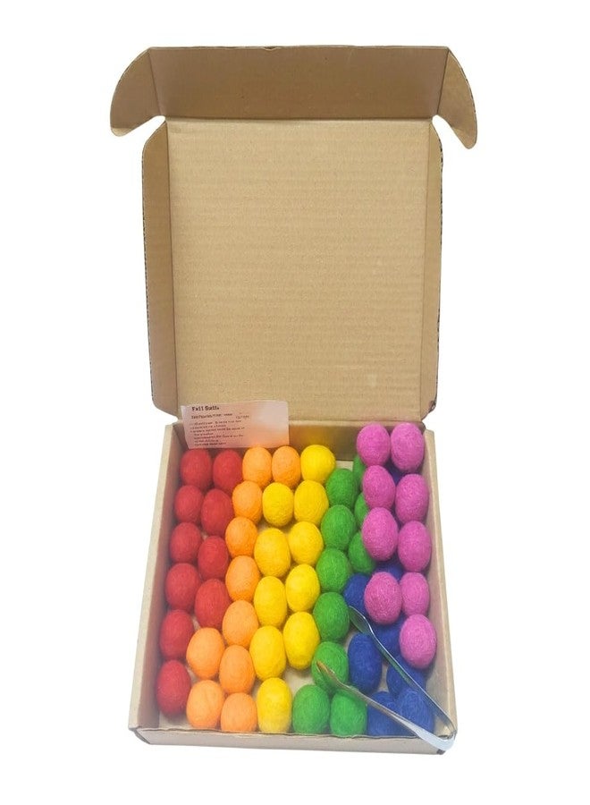 NISH Multicolored Felt Pom Poms for Kids (60 Pieces) | Rainbow Sorting Activity Set | Colour Learning Toys for Counting, Sorting & Sensory Bin Play | Activity Toys for 2 Year Old & Preschool Toys 3-5 Years - Image 1