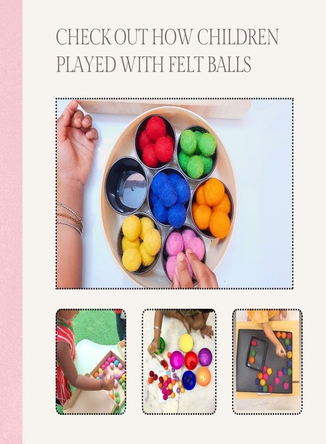 NISH Multicolored Felt Pom Poms for Kids (60 Pieces) | Rainbow Sorting Activity Set | Colour Learning Toys for Counting, Sorting & Sensory Bin Play | Activity Toys for 2 Year Old & Preschool Toys 3-5 Years - Image 4