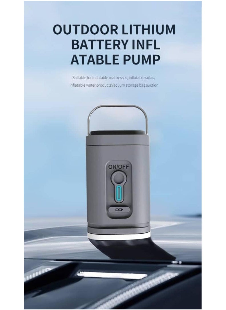 ELIKLIV - Portable multi-function air pump - safe and durable, smart lock anti-misstart, overheating protection, unique color is loved by young people. USB with 2-level brightness emergency light, tent hanging. Charging and pumping dual-use, pool toys, snow tubes, outdoor camping, fitness balls, children's bouncing balls, vacuum bags are available. Smaller than a cup, cordless and rechargeable, suitable for outdoor camping / hiking / beach / indoor storage - Image 1